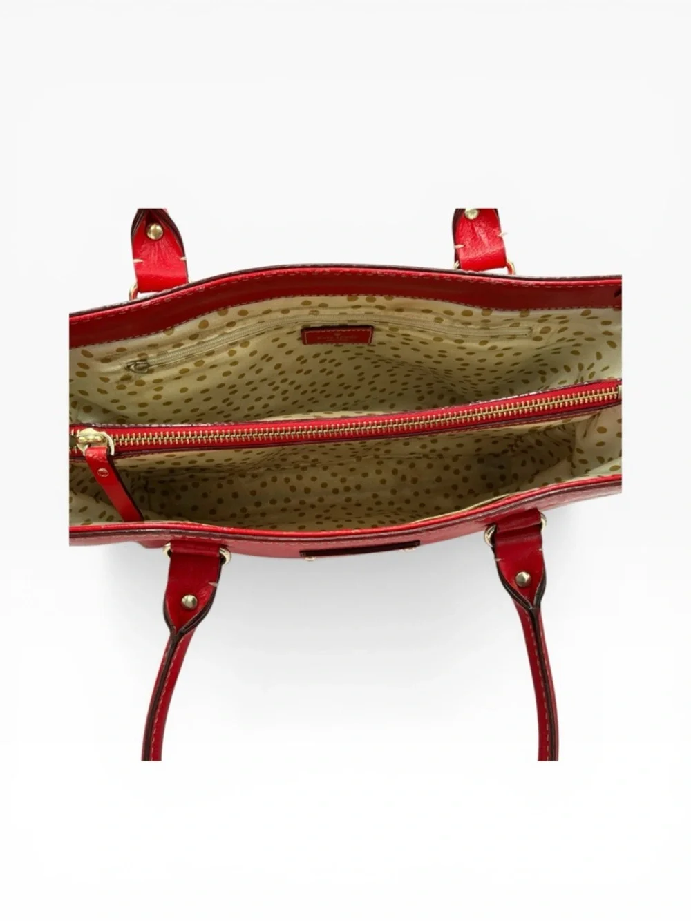 kate spade Red Leather Tote with Gold Plaque
